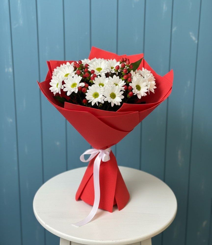 Букет цветов из: Хризантемы в поселке Медико-Инструментального завода