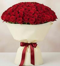 Букет 101 Красная роза Милано в поселке Медико-Инструментального завода