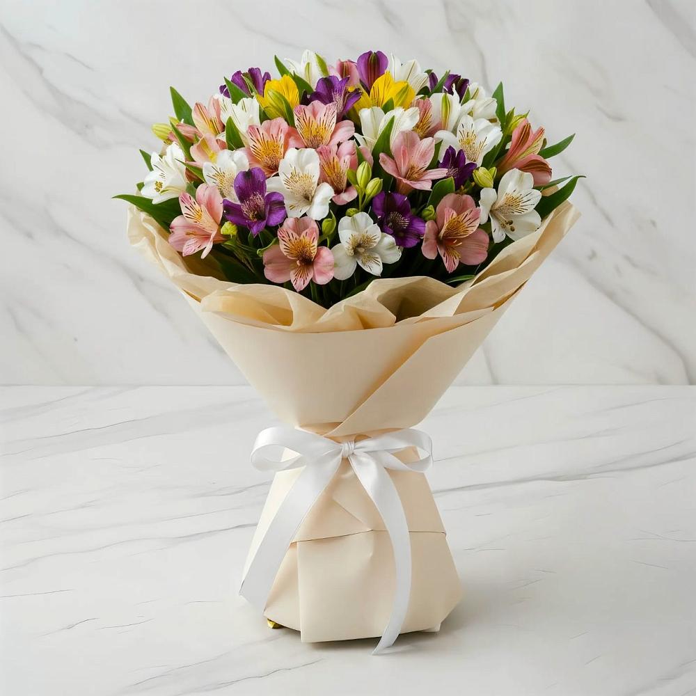 Букет цветов из: Альстромерии в поселке Медико-Инструментального завода