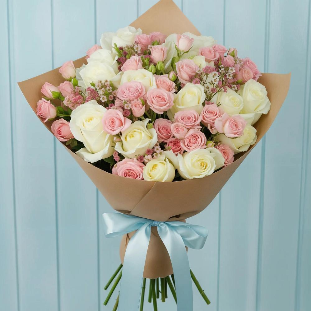 Букет цветов из: Розы в поселке Медико-Инструментального завода