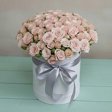 Цветочная композиция из Розы в шляпной коробке в поселке Медико-Инструментального завода