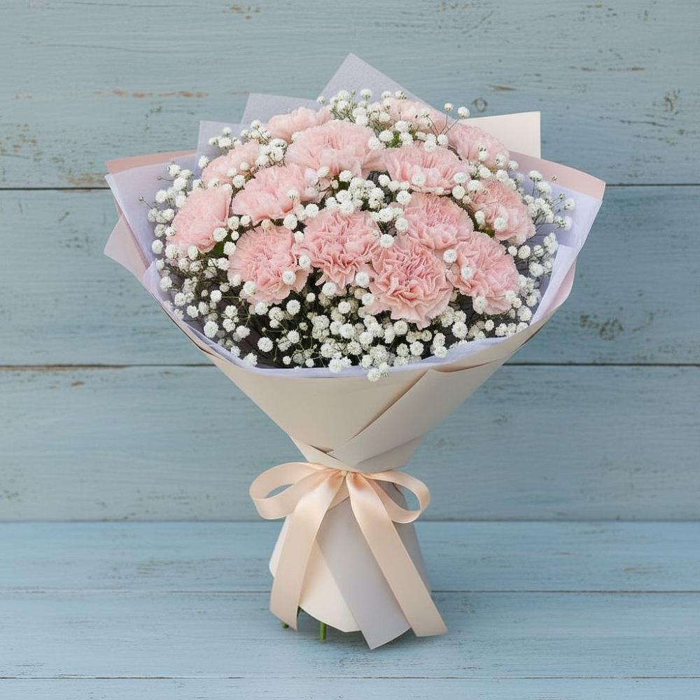 Букет цветов из: Гвоздики в поселке Медико-Инструментального завода