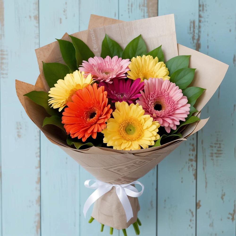 Букет цветов из: Герберы в поселке Медико-Инструментального завода