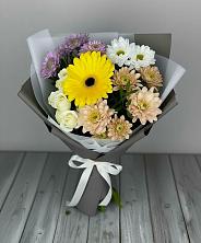 Букет цветов из:  Розы, Герберы и Хризантемы в поселке Медико-Инструментального завода