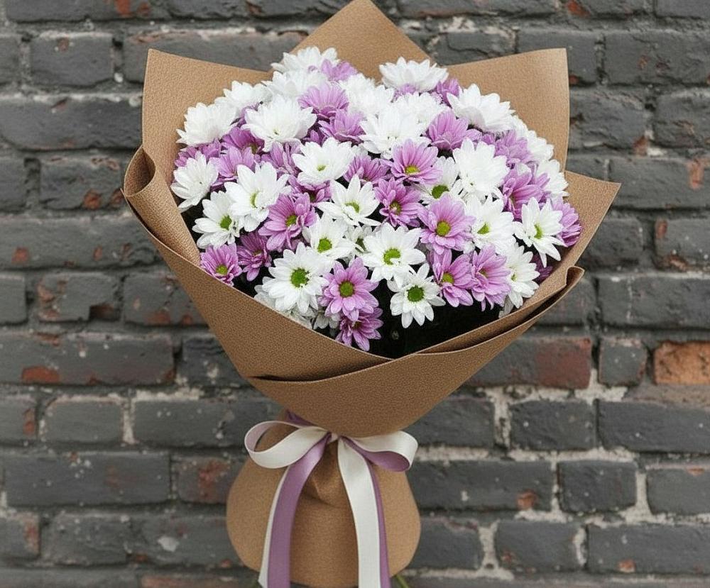 Букет цветов из: Хризантемы в поселке Медико-Инструментального завода