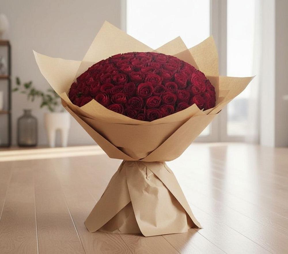 Букет 101 Красная роза в поселке Медико-Инструментального завода