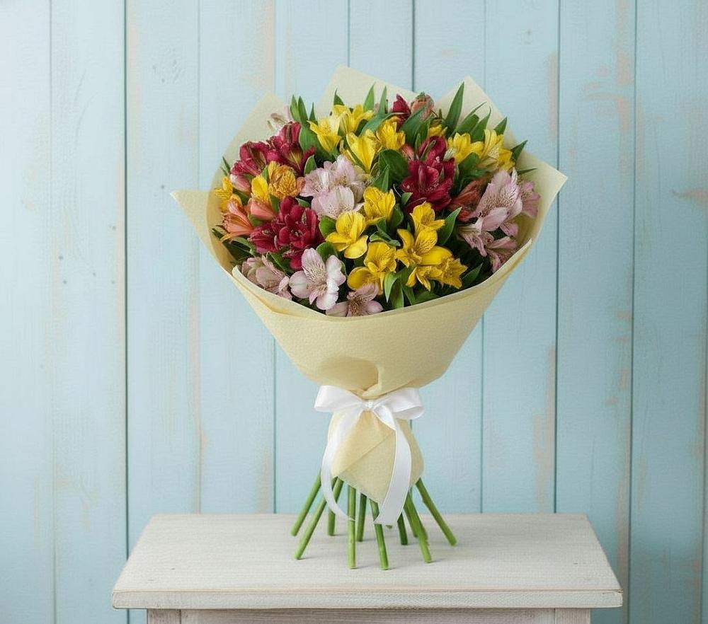 Букет цветов из: Альстромерии в поселке Медико-Инструментального завода