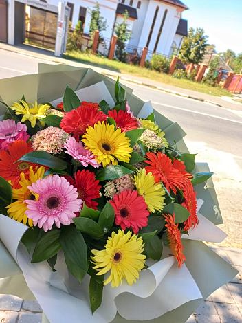 Букет цветов из: Герберы в поселке Медико-Инструментального завода
